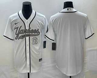 Men%27s New York Yankees Blank White Cool Base Stitched Baseball Jersey